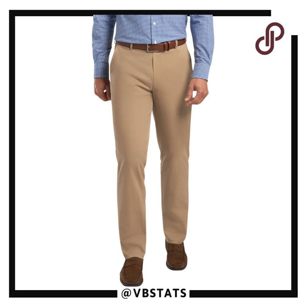Peter Millar Raleigh Light Brown Washed Twill Flat Front Chinos Size 32W x 30L